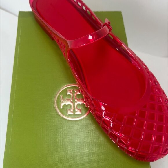 Tory Burch Mellow Jelly Mules Mary Janes Red Sandals Size 11 - Picture 5 of 9